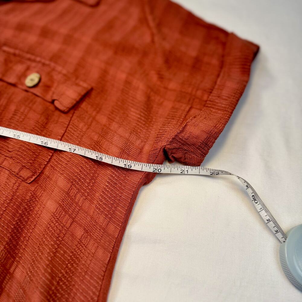 Naif Font-Tie Blouse Brick Red Terracotta Women’s Large Boho Peasant Utility - Picture 13 of 14